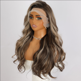 Hot Selling Synthetic Hair Wigs Highlight Wear Go Wigs For Black Women Glueless Wigs (Option: Dark Brown-26IN)